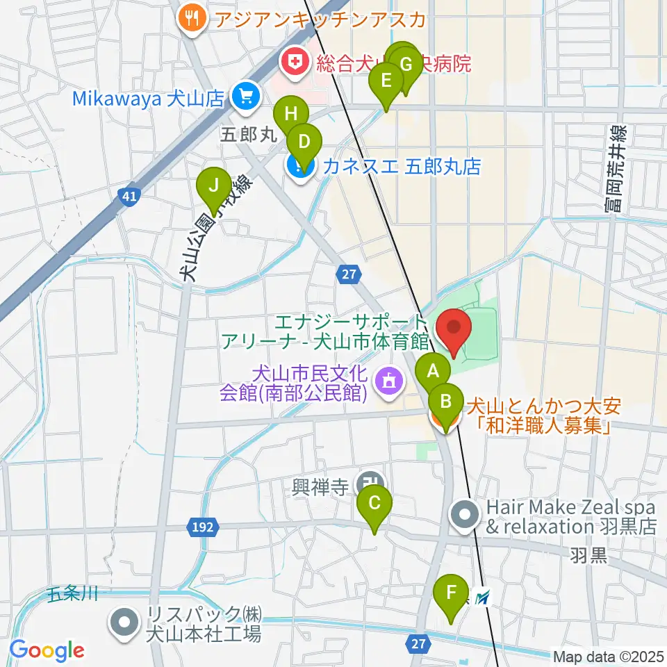 エナジーサポートアリーナ周辺のファミレス・ファーストフード一覧地図