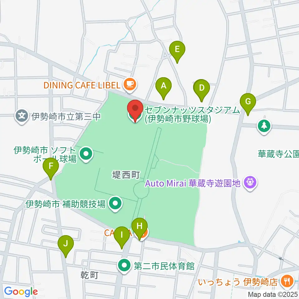 セブンナッツスタジアム周辺のファミレス・ファーストフード一覧地図