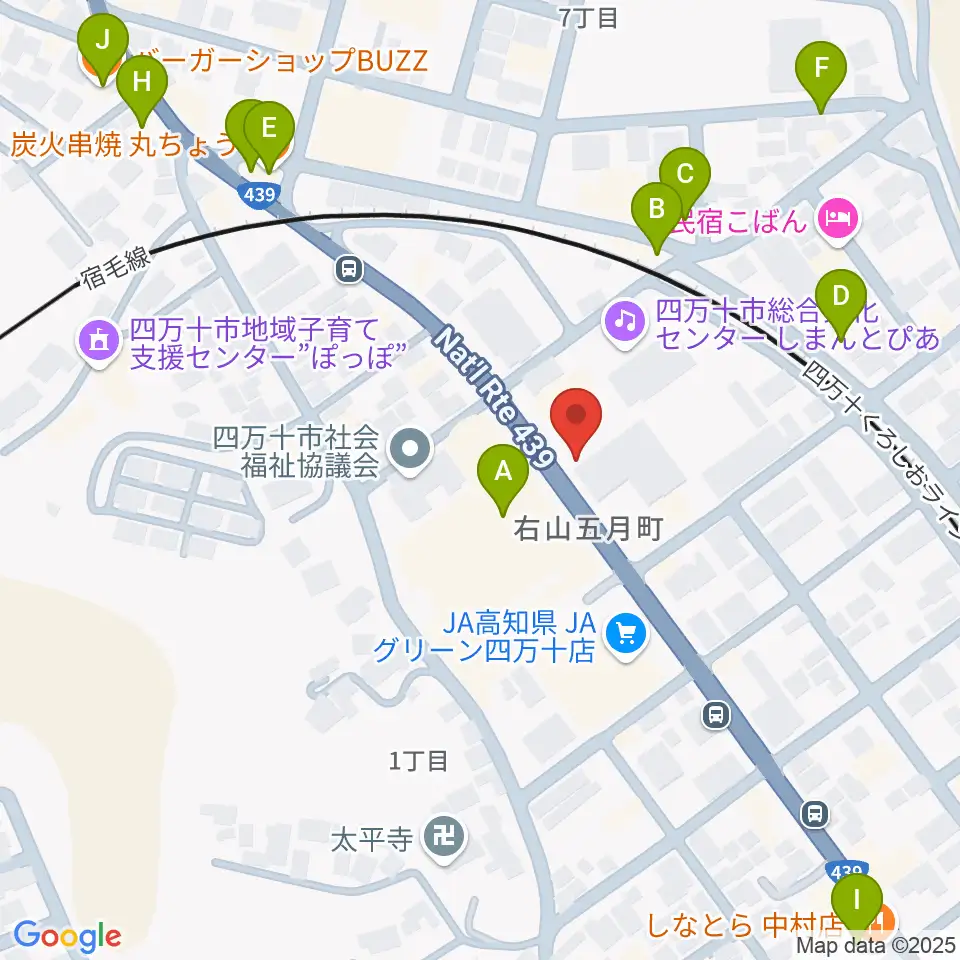 しまんとぴあ 四万十市総合文化センター周辺のファミレス・ファーストフード一覧地図