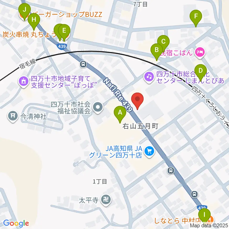 しまんとぴあ 四万十市総合文化センター周辺のファミレス・ファーストフード一覧地図