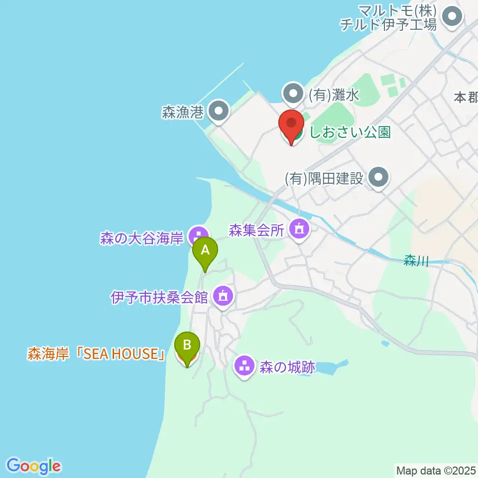 伊予市民体育館周辺のファミレス・ファーストフード一覧地図