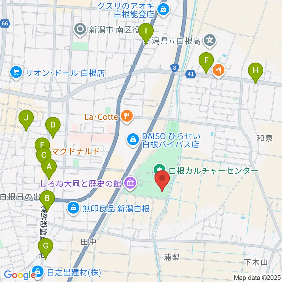 白根総合公園屋内プール周辺のファミレス・ファーストフード一覧地図