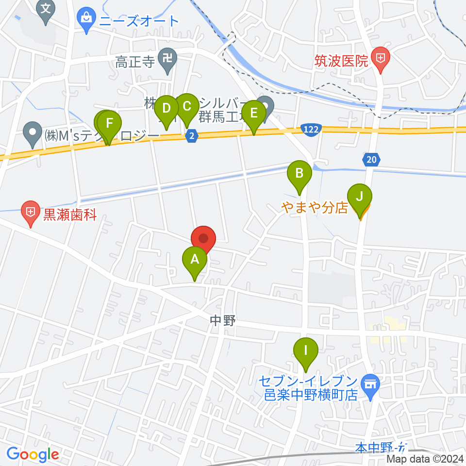 サウンドスタジオグリーンフィールド周辺のファミレス・ファーストフード一覧地図