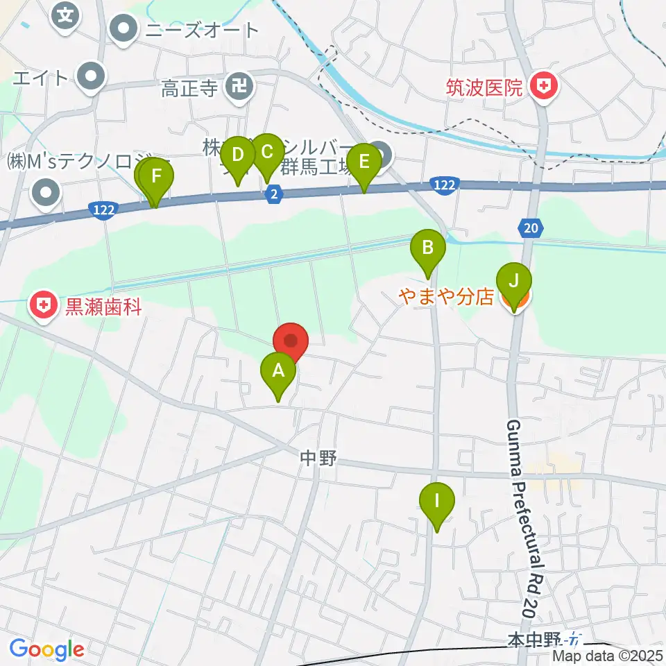 サウンドスタジオグリーンフィールド周辺のファミレス・ファーストフード一覧地図