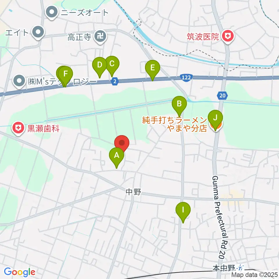 サウンドスタジオグリーンフィールド周辺のファミレス・ファーストフード一覧地図