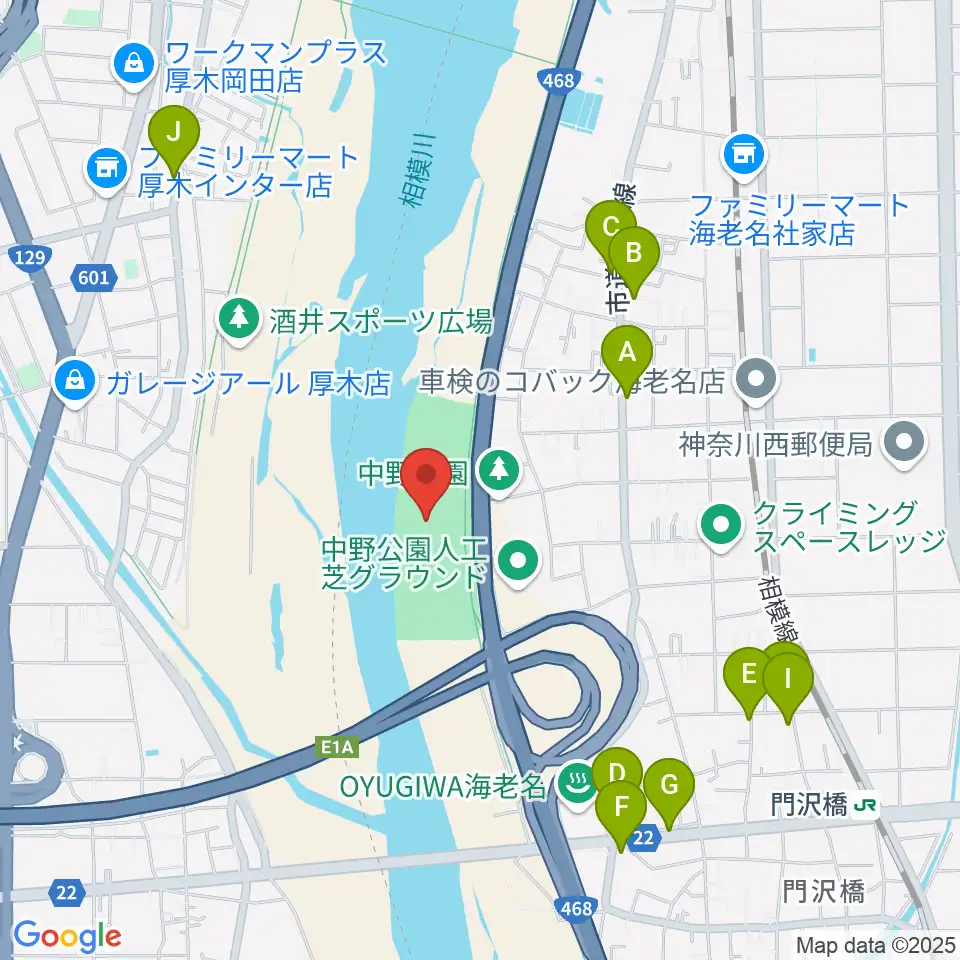 中野多目的広場周辺のファミレス・ファーストフード一覧地図