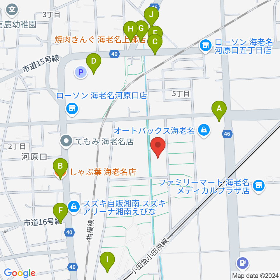 えびな市民活動センタービナレッジ周辺のファミレス・ファーストフード一覧地図