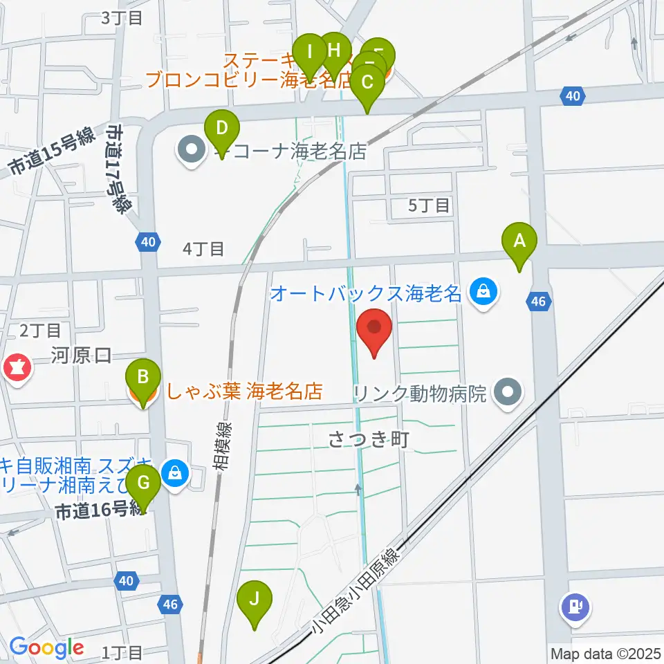 えびな市民活動センタービナレッジ周辺のファミレス・ファーストフード一覧地図