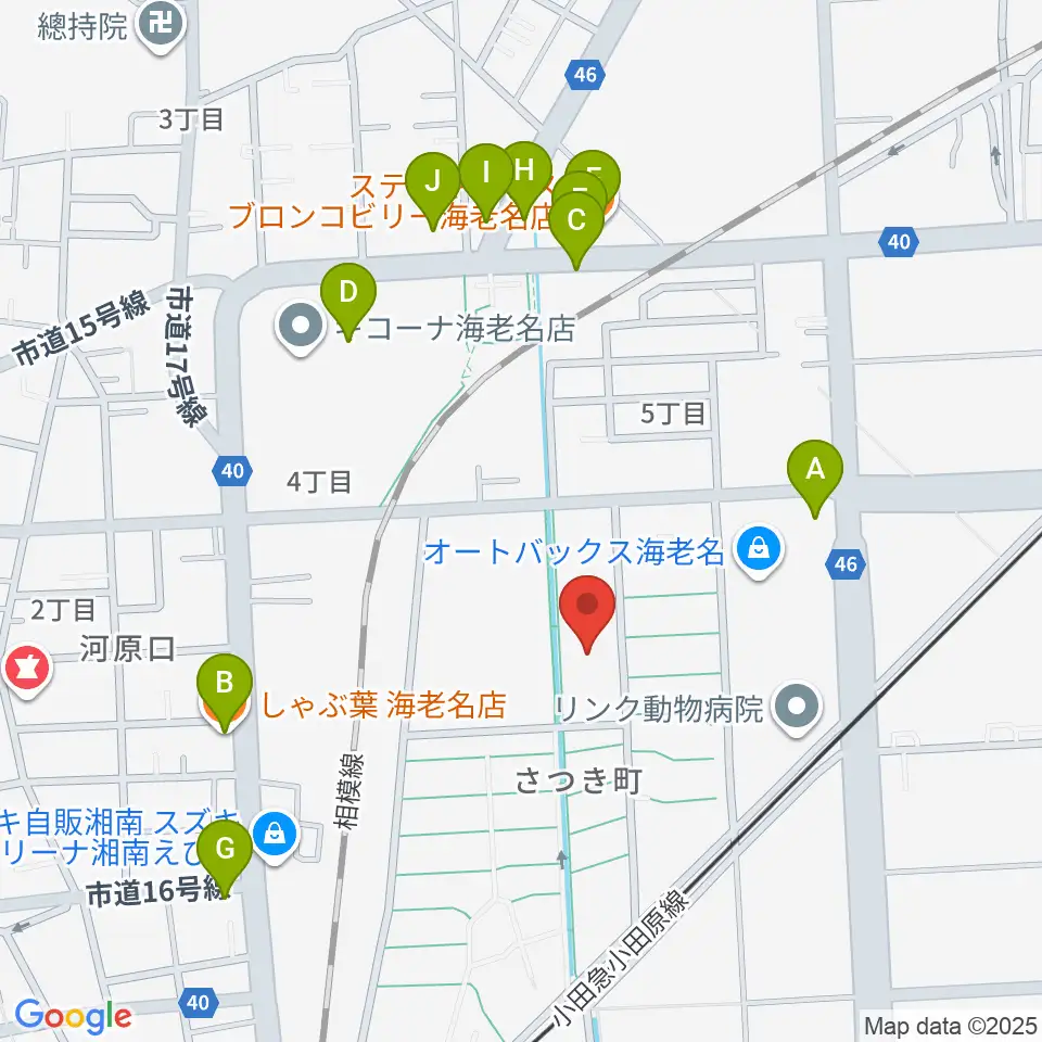 えびな市民活動センタービナレッジ周辺のファミレス・ファーストフード一覧地図
