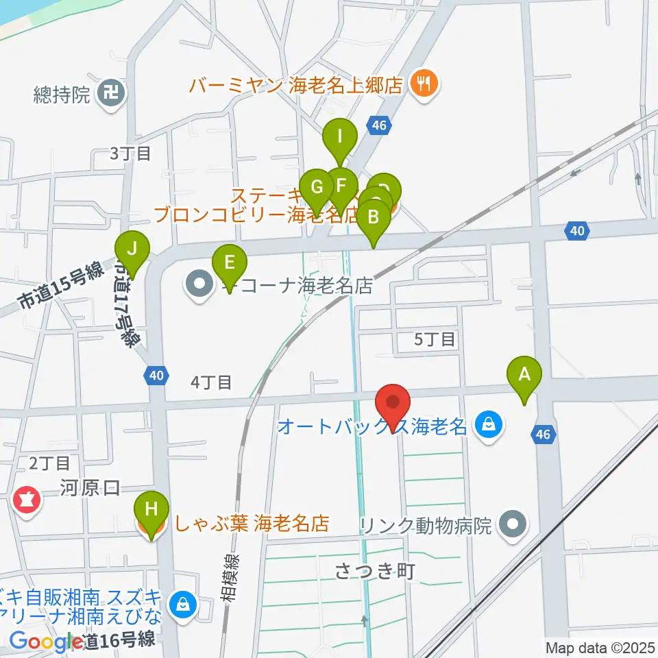 えびな市民活動センタービナスポ周辺のファミレス・ファーストフード一覧地図
