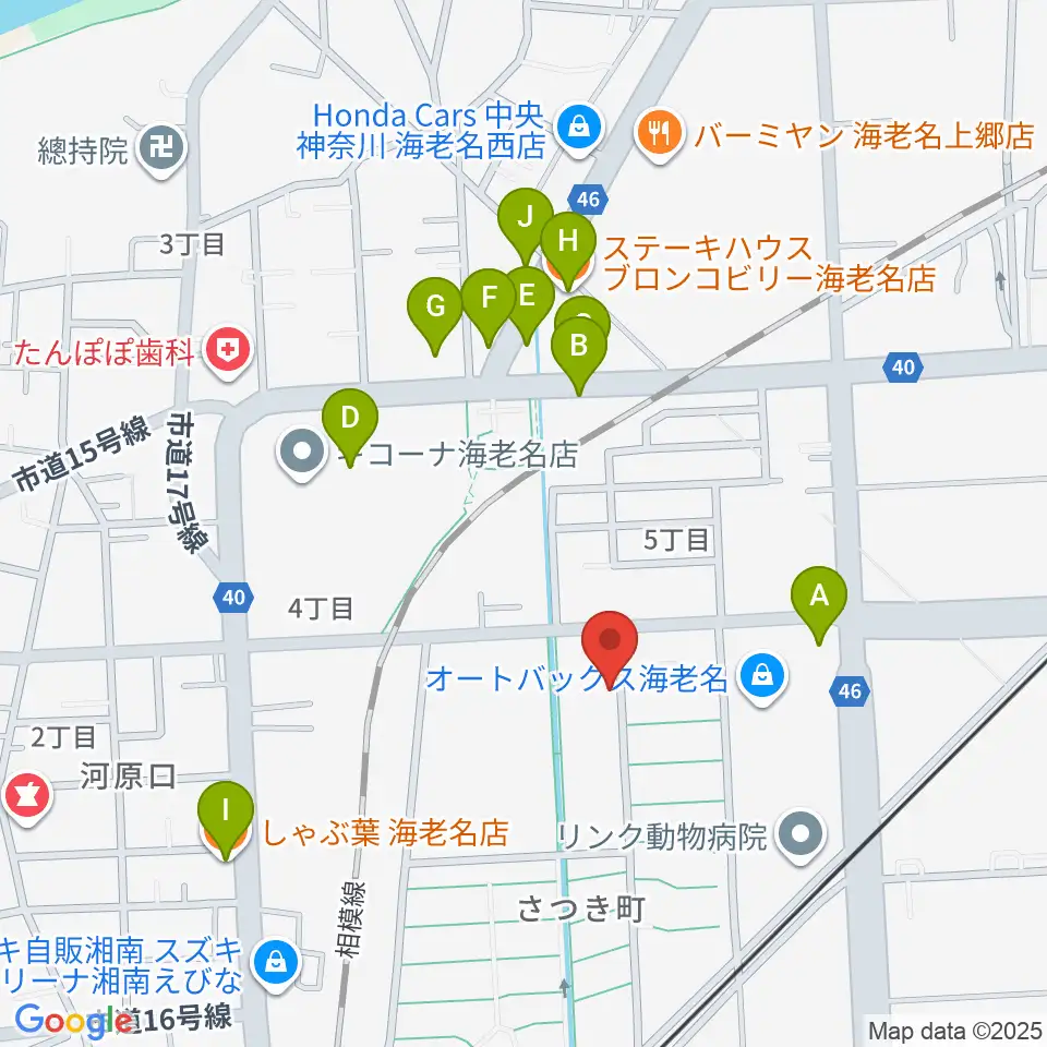 えびな市民活動センタービナスポ周辺のファミレス・ファーストフード一覧地図