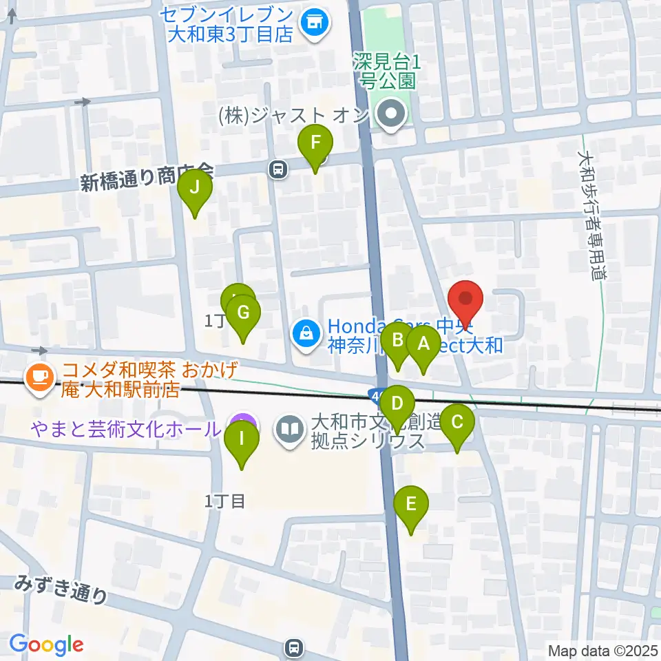 ウィーンホール周辺のファミレス・ファーストフード一覧地図