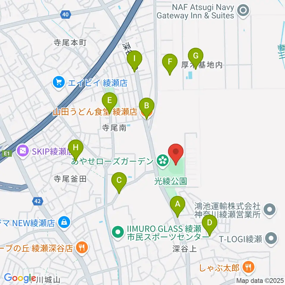 あやせノーブルスタジアム周辺のファミレス・ファーストフード一覧地図