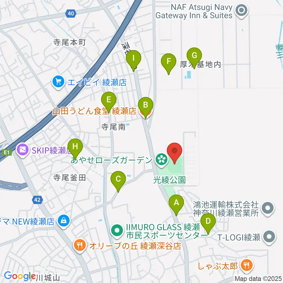 あやせノーブルスタジアム周辺のファミレス・ファーストフード一覧地図