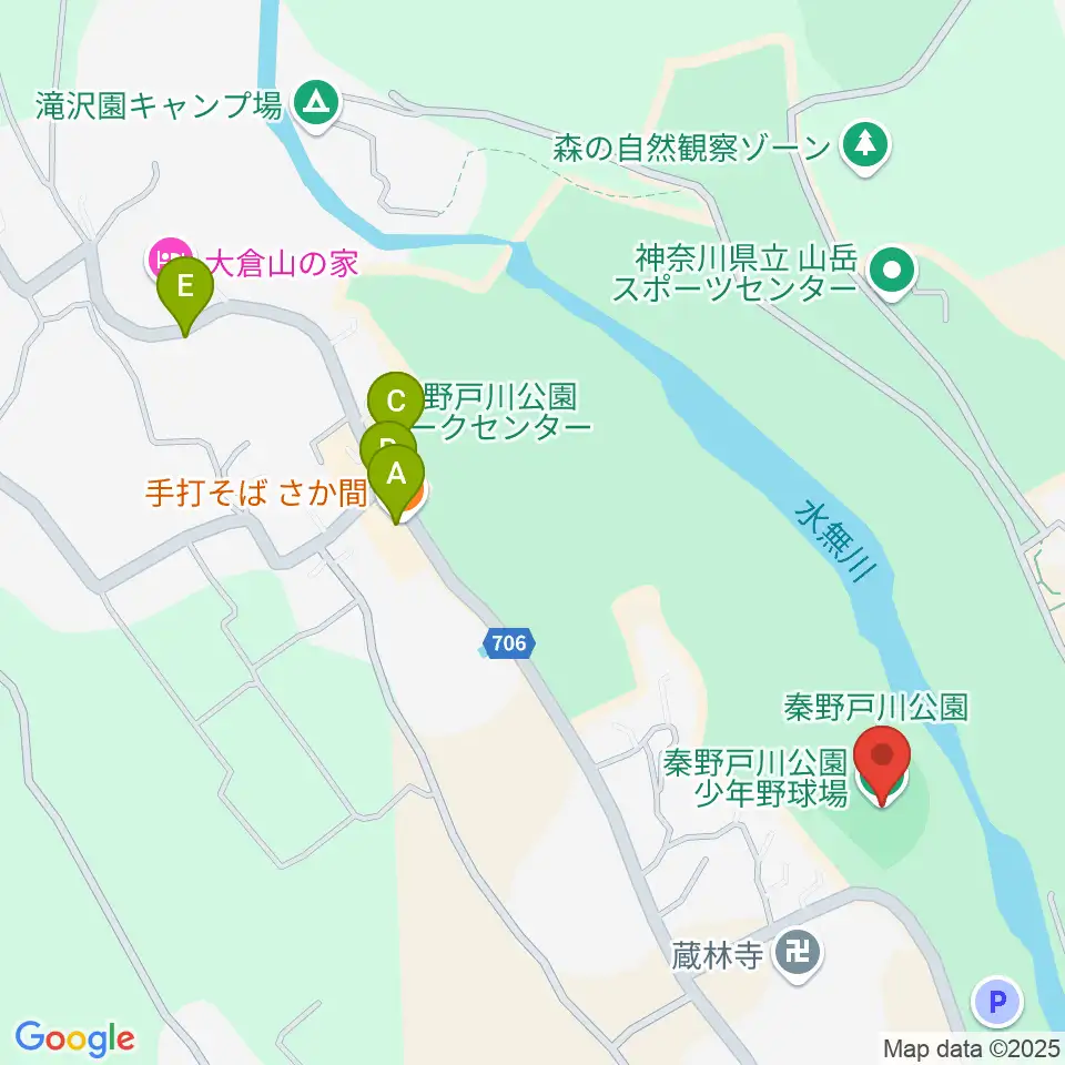 秦野戸川公園少年野球場周辺のファミレス・ファーストフード一覧地図