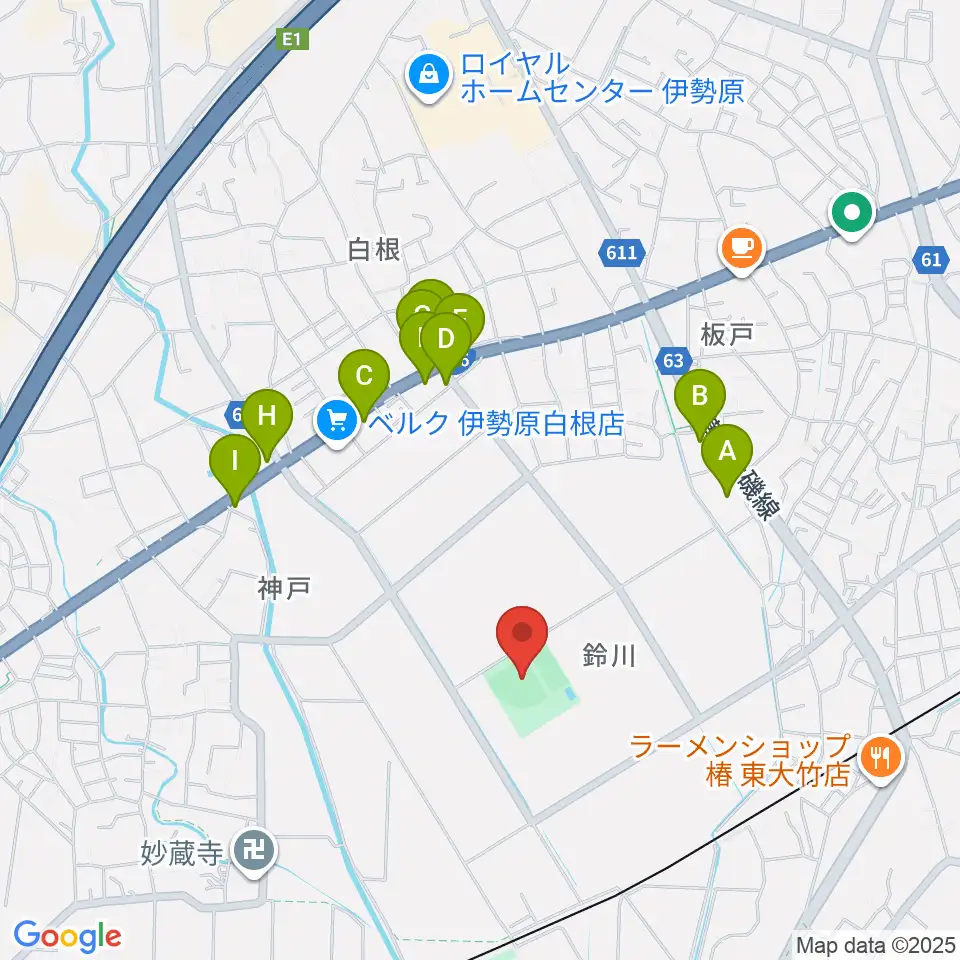 チャンピオンすずかわ野球場周辺のファミレス・ファーストフード一覧地図