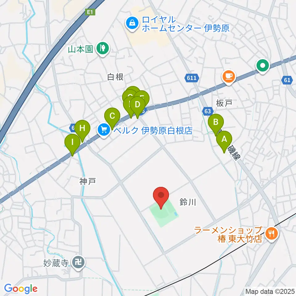 チャンピオンすずかわ野球場周辺のファミレス・ファーストフード一覧地図