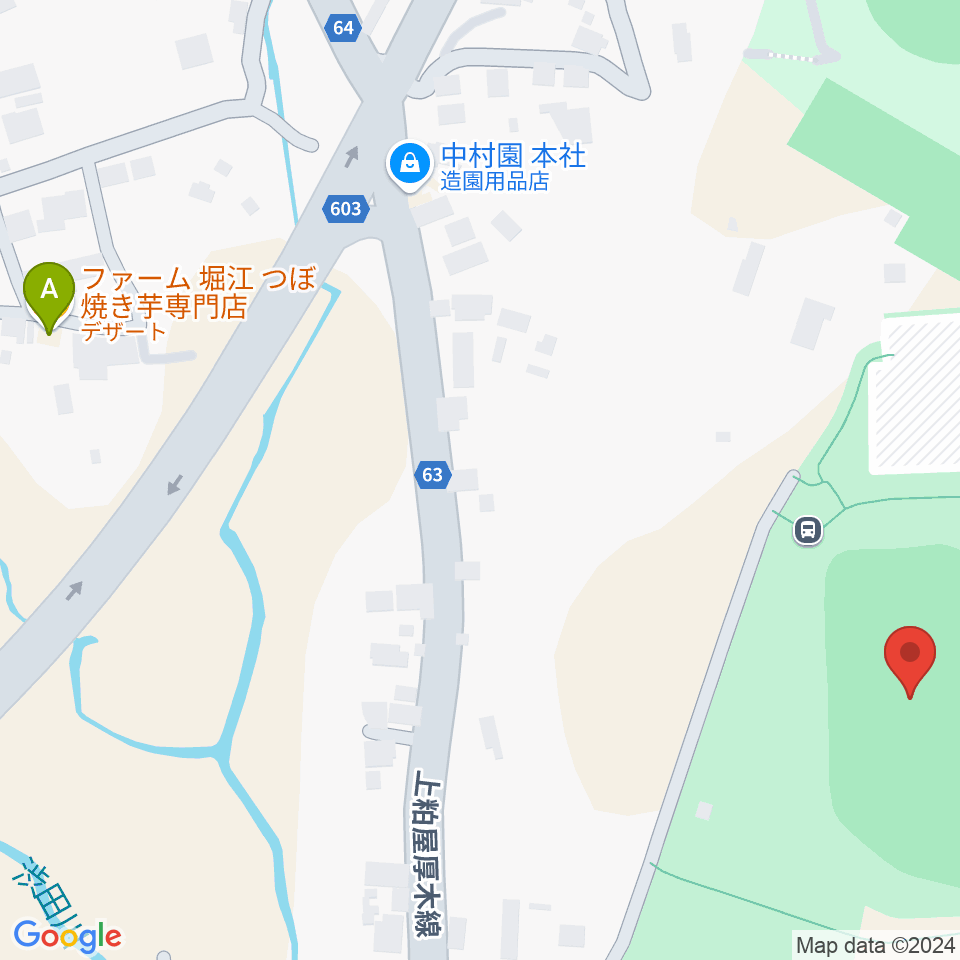 伊勢原市総合運動公園自由広場周辺のファミレス・ファーストフード一覧地図