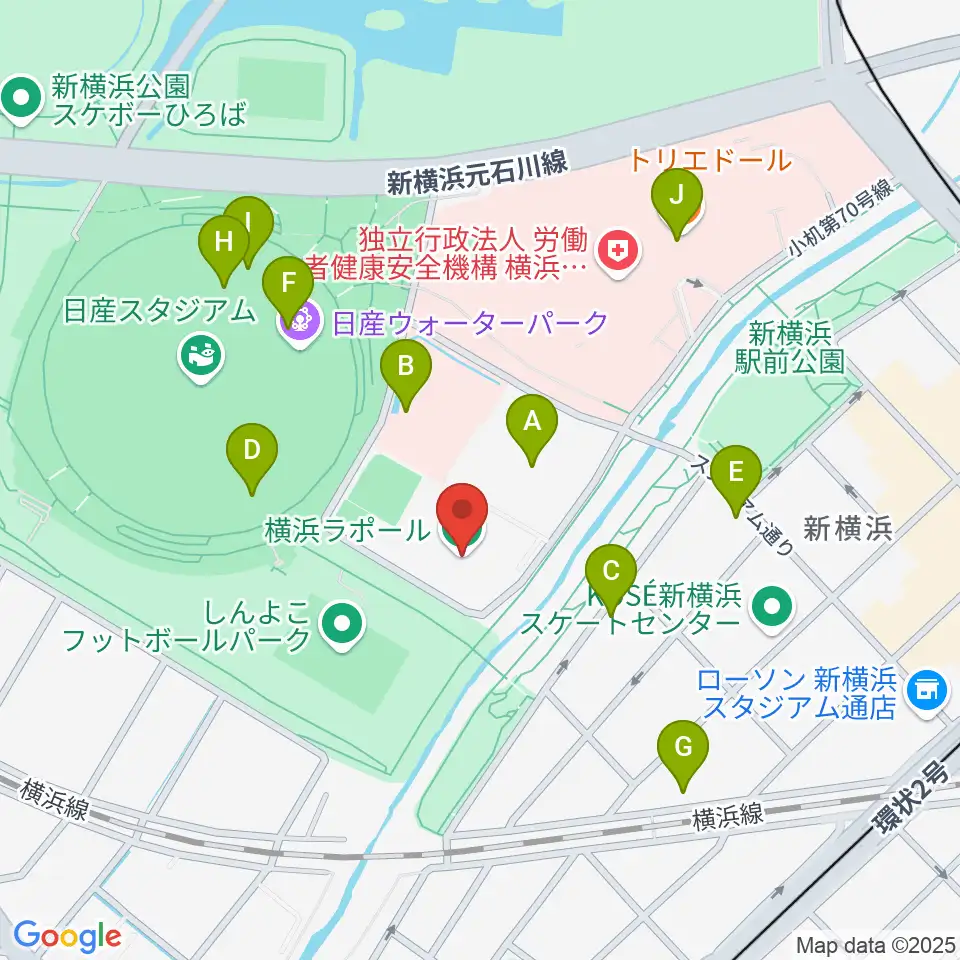 横浜ラポール周辺のファミレス・ファーストフード一覧地図