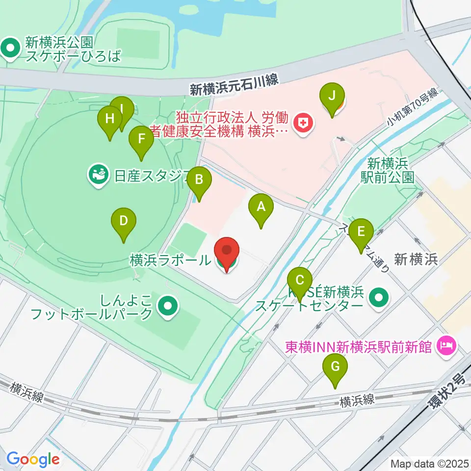 横浜ラポール周辺のファミレス・ファーストフード一覧地図