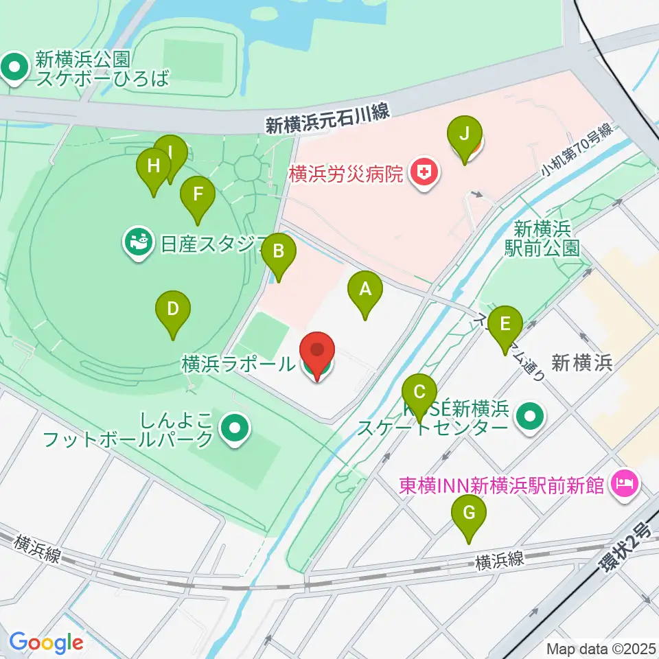 横浜ラポール周辺のファミレス・ファーストフード一覧地図