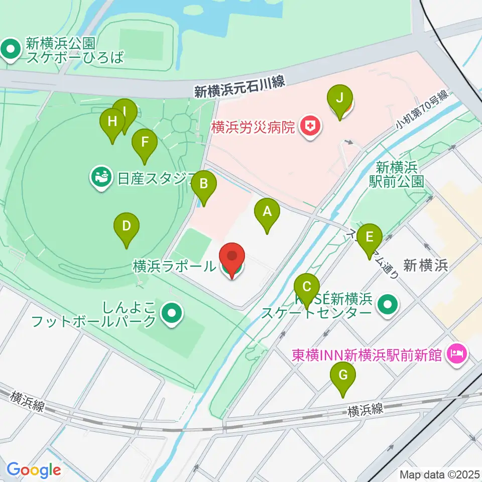 横浜ラポール周辺のファミレス・ファーストフード一覧地図