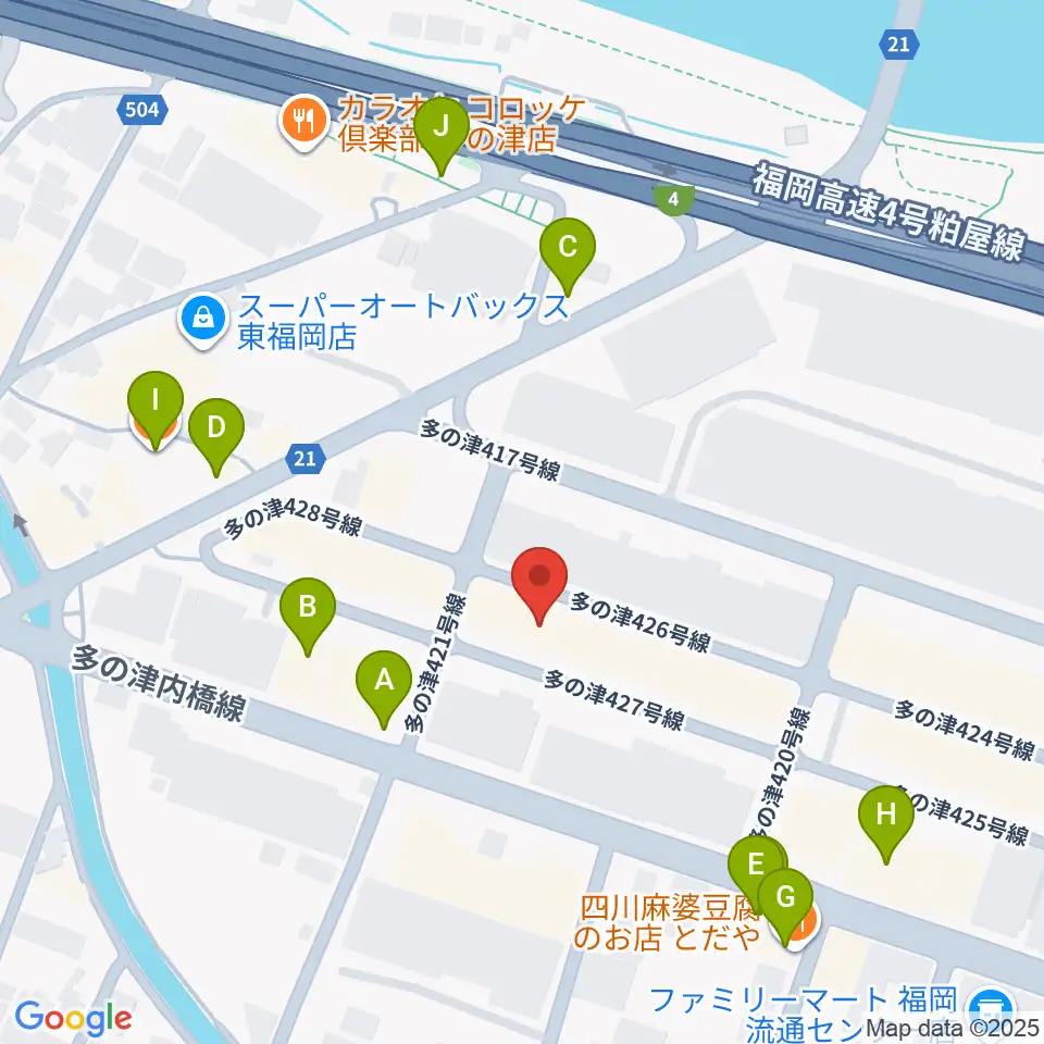 ナイスビームスタジオ周辺のファミレス・ファーストフード一覧地図