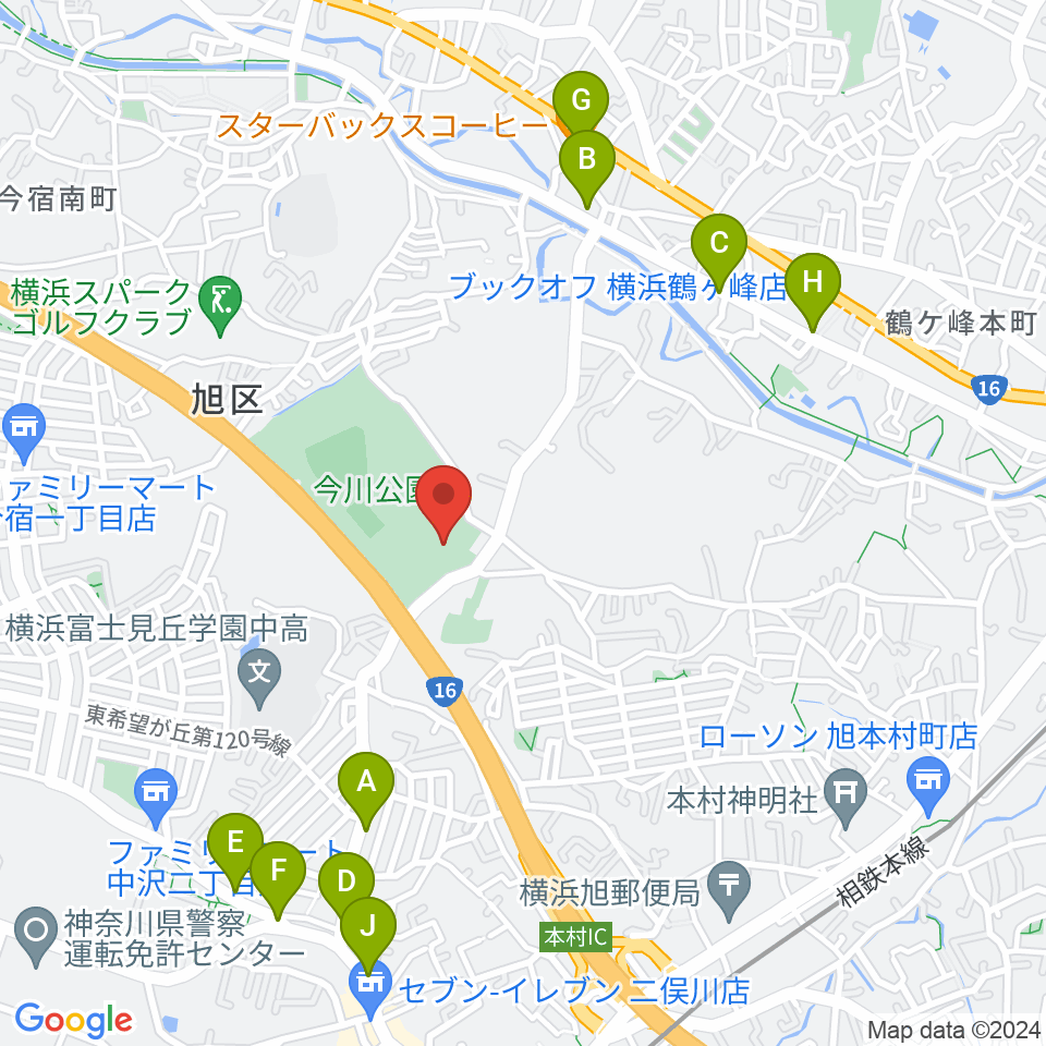 今川公園多目的運動広場周辺のファミレス・ファーストフード一覧地図