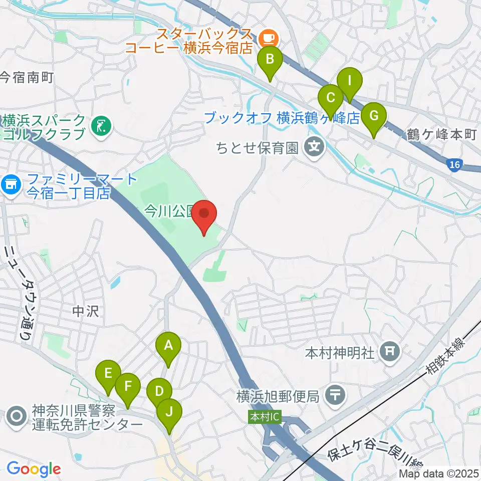 今川公園多目的運動広場周辺のファミレス・ファーストフード一覧地図