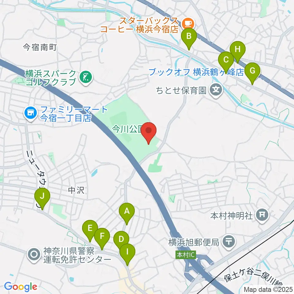 今川公園多目的運動広場周辺のファミレス・ファーストフード一覧地図