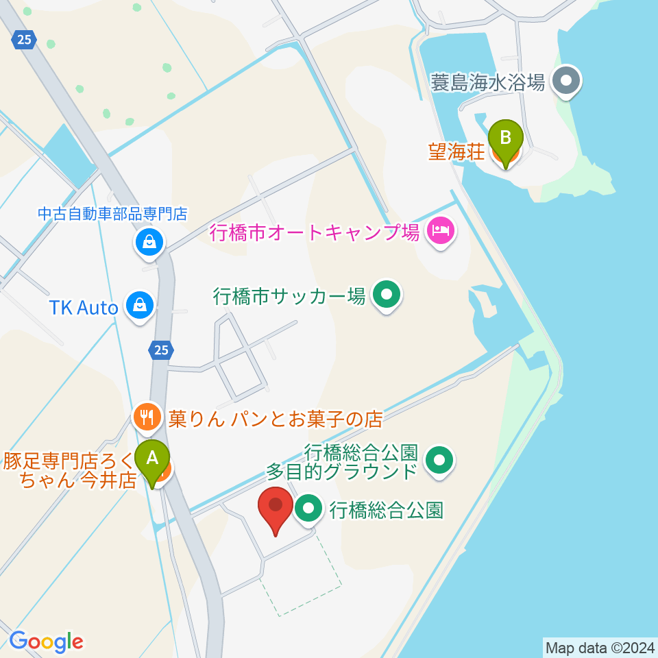 行橋市民体育館周辺のファミレス・ファーストフード一覧地図