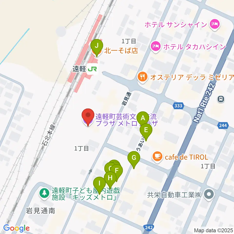 遠軽町芸術文化交流プラザ メトロプラザ周辺のファミレス・ファーストフード一覧地図