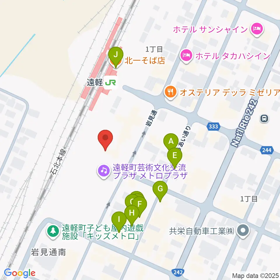 遠軽町芸術文化交流プラザ メトロプラザ周辺のファミレス・ファーストフード一覧地図