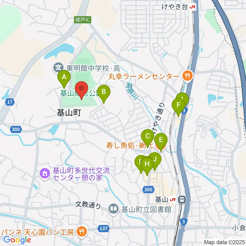 基山町総合体育館周辺のファミレス・ファーストフード一覧地図