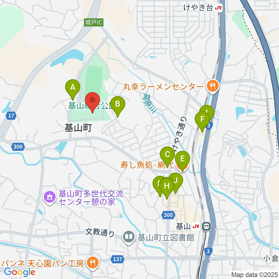 基山町総合体育館周辺のファミレス・ファーストフード一覧地図