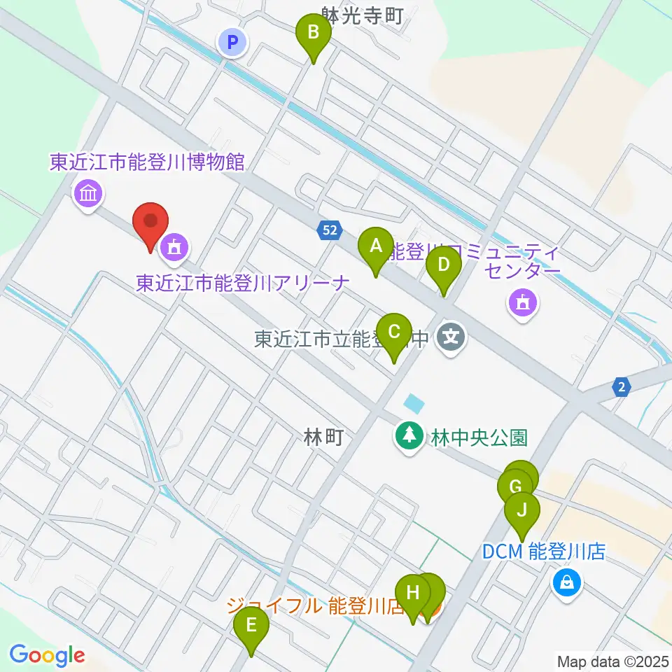 東近江市能登川アリーナ周辺のファミレス・ファーストフード一覧地図