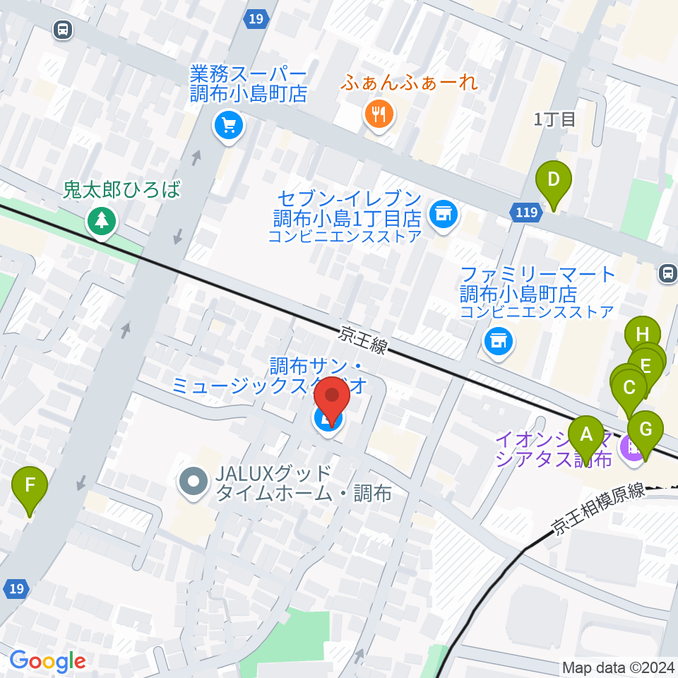 サン・ミュージックスタジオ周辺のファミレス・ファーストフード一覧地図