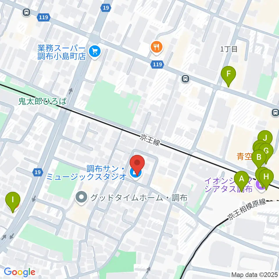 サン・ミュージックスタジオ周辺のファミレス・ファーストフード一覧地図