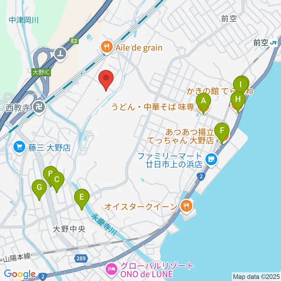 フジタスクエアまるくる大野周辺のファミレス・ファーストフード一覧地図