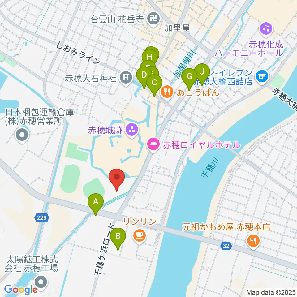 品川リフラ赤穂市民総合体育館周辺のファミレス・ファーストフード一覧地図