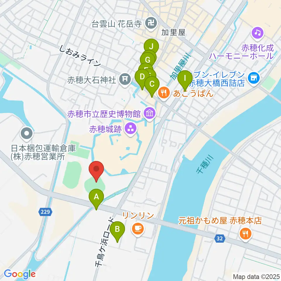 赤穂トラストホープ球場周辺のファミレス・ファーストフード一覧地図