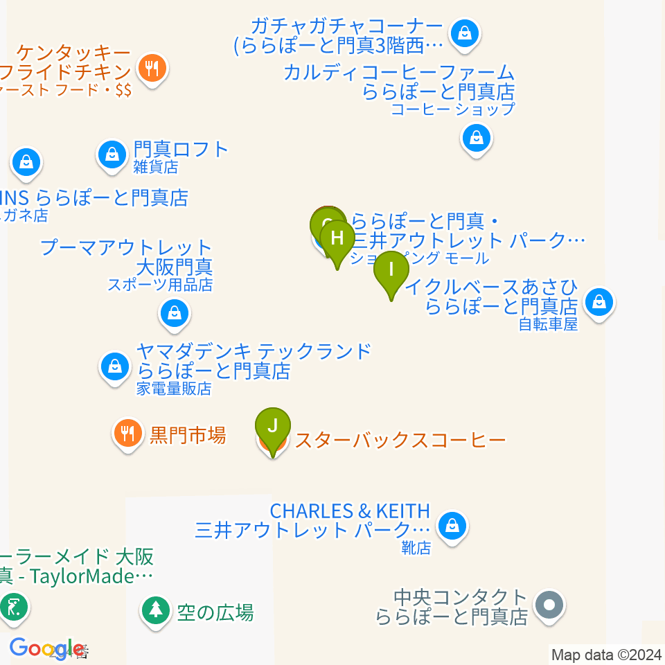 TOHOシネマズ ららぽーと門真周辺のファミレス・ファーストフード一覧地図