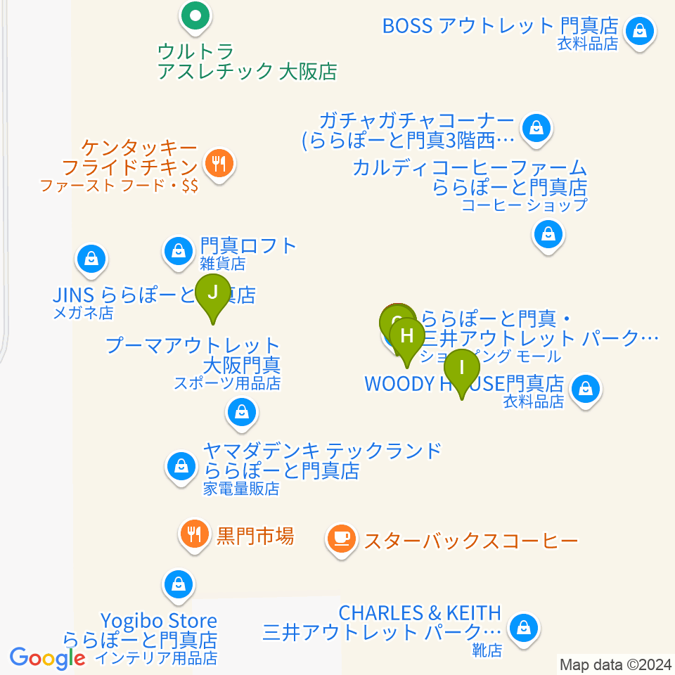 TOHOシネマズ ららぽーと門真周辺のファミレス・ファーストフード一覧地図