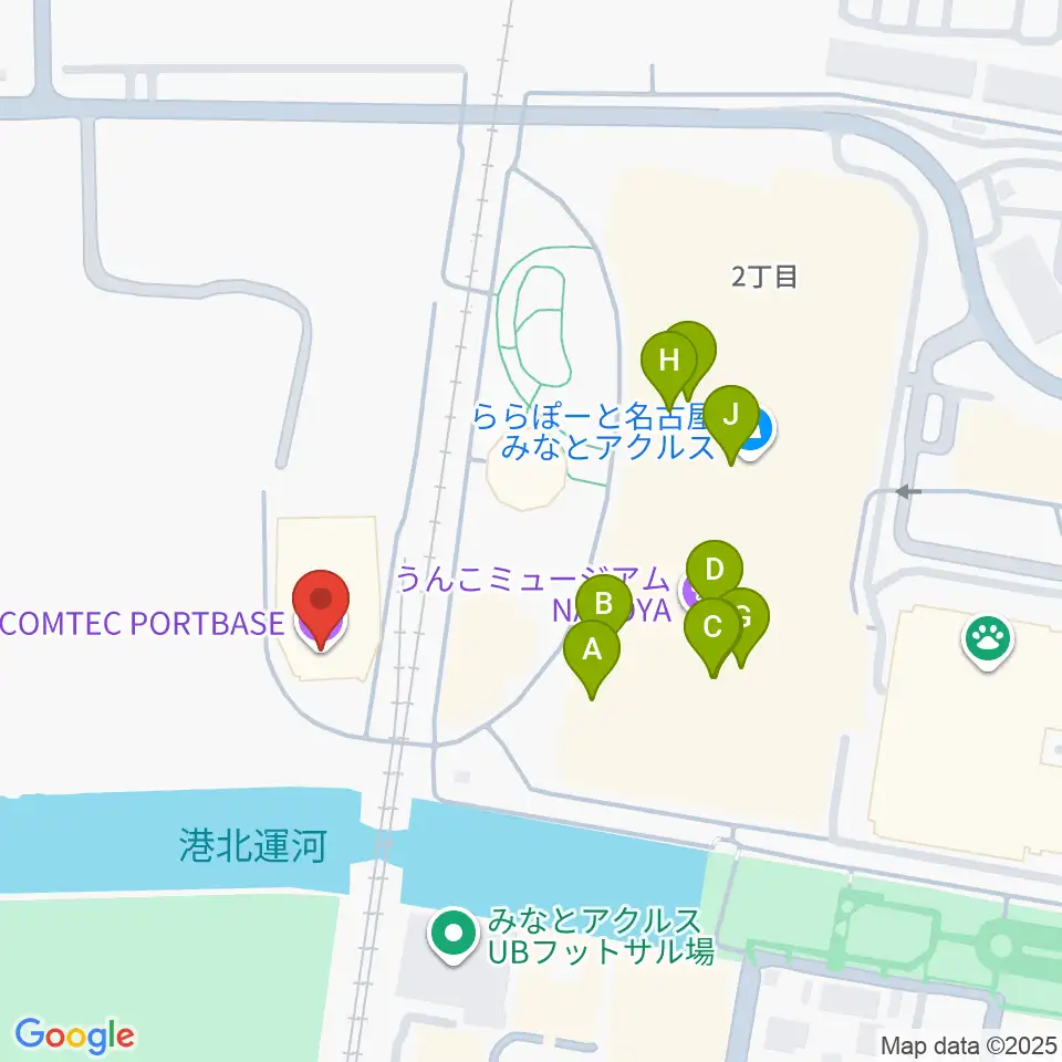 コムテックポートベース周辺のファミレス・ファーストフード一覧地図