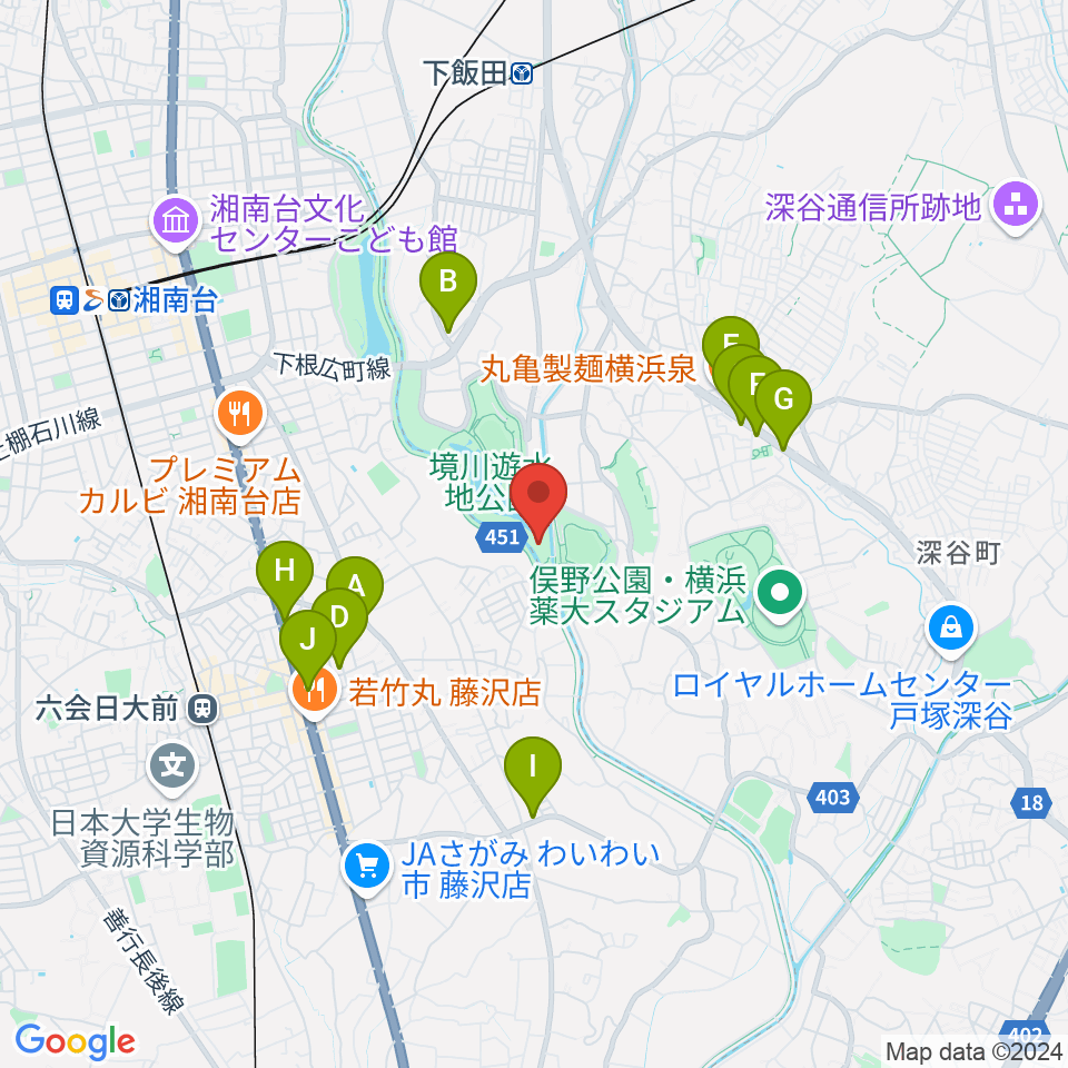 境川遊水地公園野球場周辺のファミレス・ファーストフード一覧地図