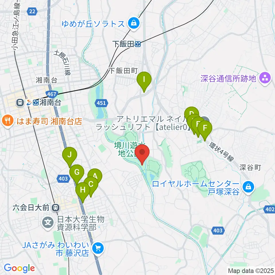 境川遊水地公園野球場周辺のファミレス・ファーストフード一覧地図
