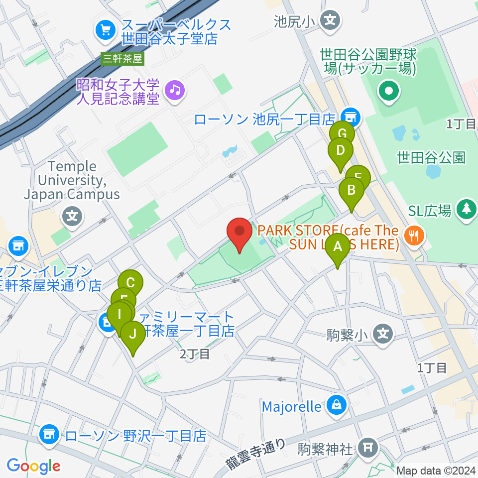 こどものひろば公園 少年野球場周辺のファミレス・ファーストフード一覧地図