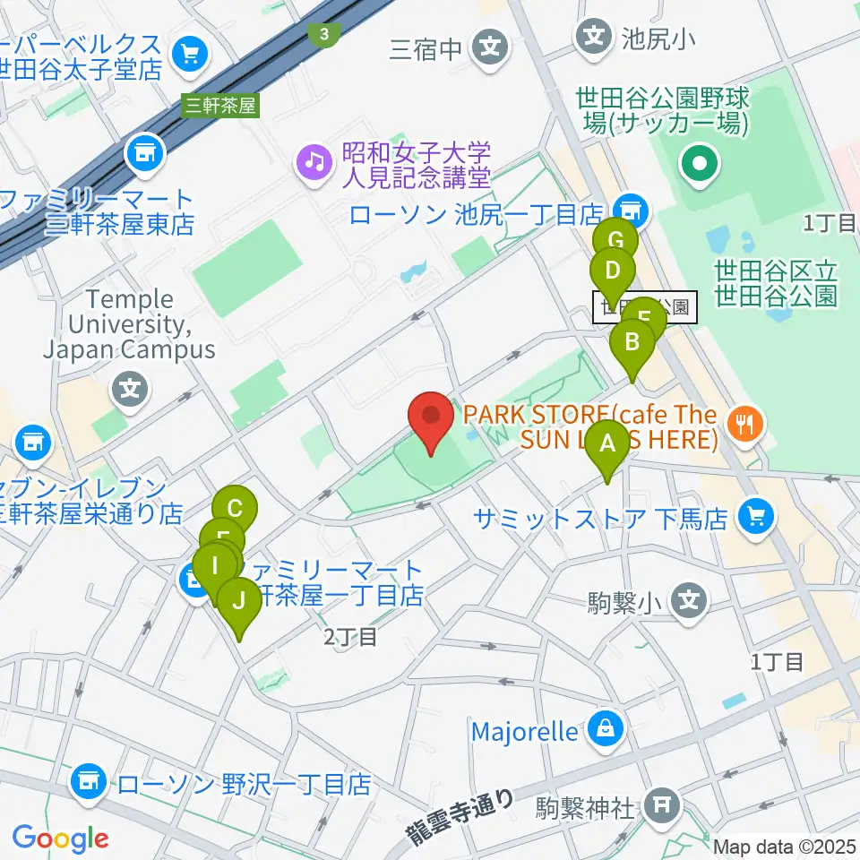 こどものひろば公園 少年野球場周辺のファミレス・ファーストフード一覧地図