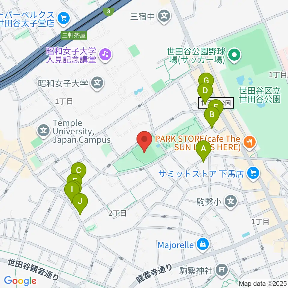 こどものひろば公園 少年野球場周辺のファミレス・ファーストフード一覧地図
