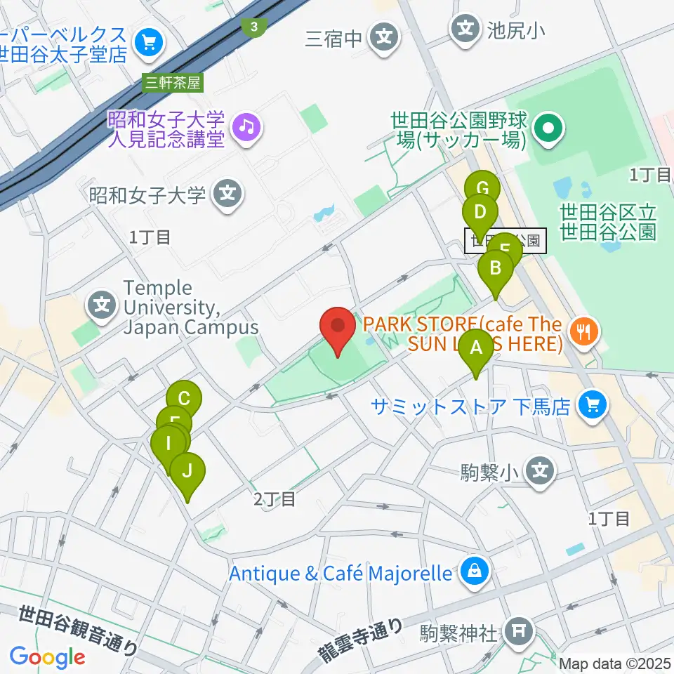 こどものひろば公園 少年野球場周辺のファミレス・ファーストフード一覧地図